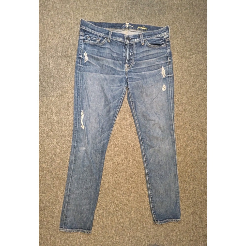 7 For All‎ Mankind Blue Jeans 29 Josefina Button Fly Boyfriend Distressed Pants